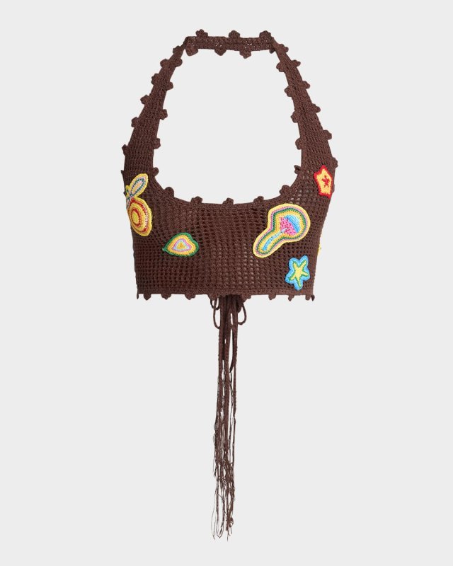 Halter Crochet Bralette with Patches